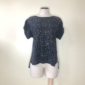 Rebecca Taylor Navy Silver Studded embellished top